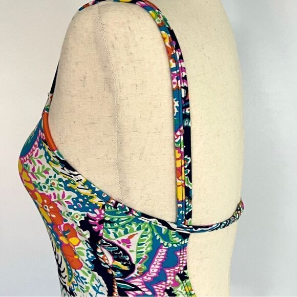 Lauren Ralph Lauren One Piece Paisley Swimsuit 10 Scoop Back Double Straps - Picture 6 of 10